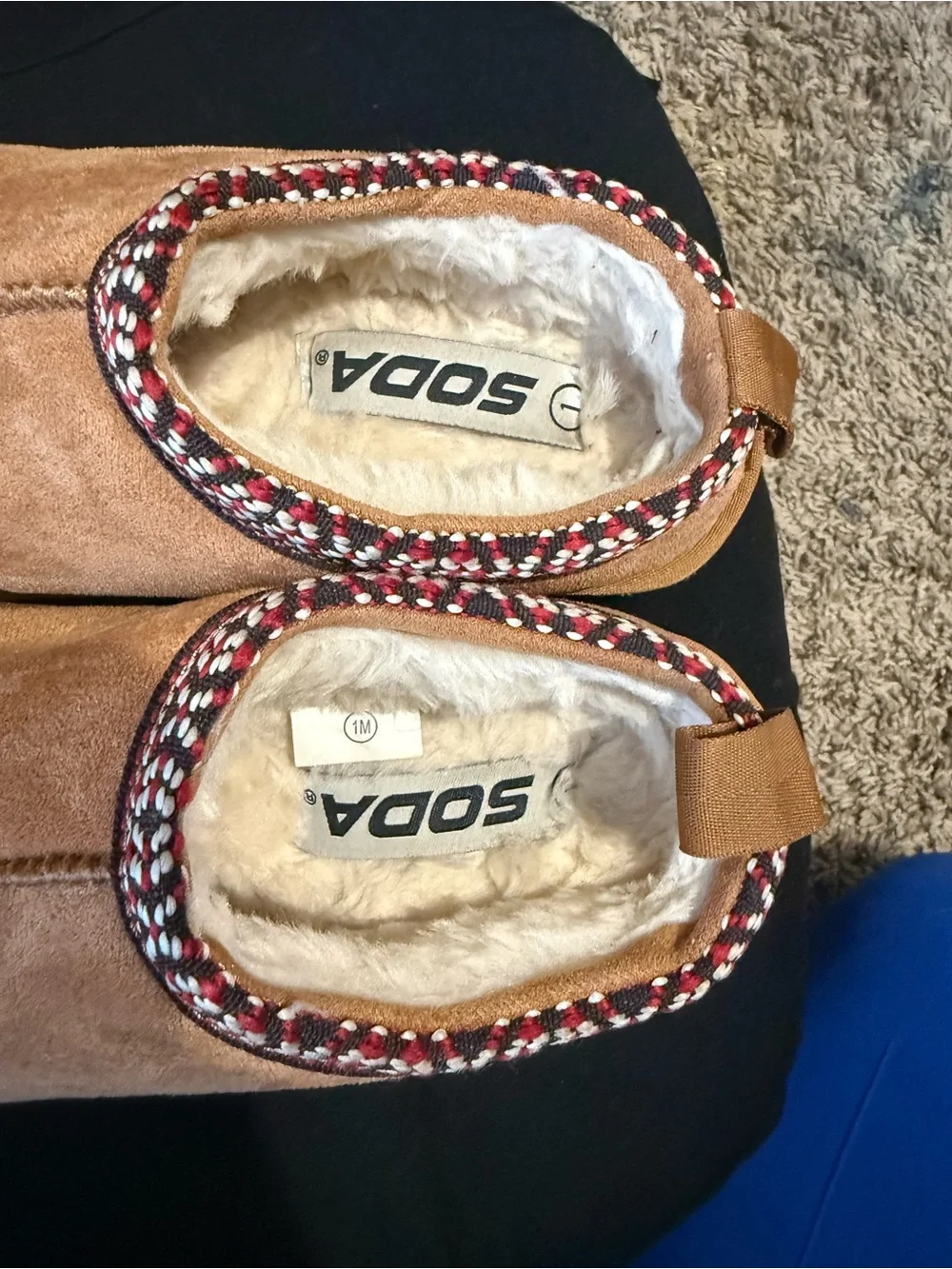 Soda Kids Tan Faux-Suede Slip-On Moccasins with Sherpa Lining